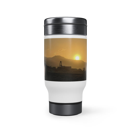 A&FP Sunset Logo, Stainless Steel Travel Mug with Handle, 14oz