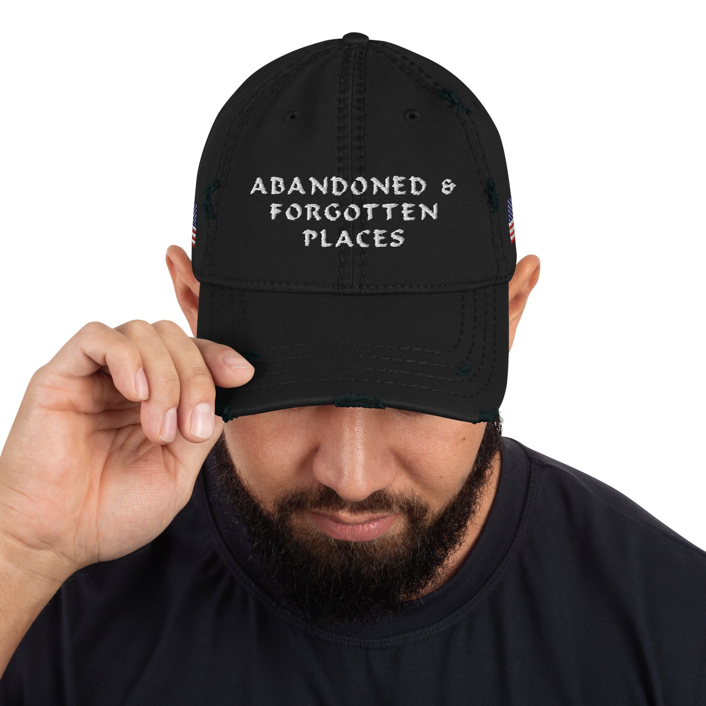 Abandoned & Forgotten Places (distressed), USA Traditional Baseball Cap (white embroidered)