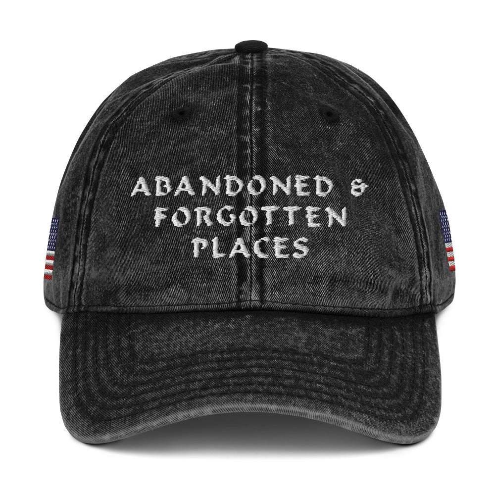 Abandoned & Forgotten Places (vintage cotton twill), USA Traditional Baseball Cap (white embroidered)