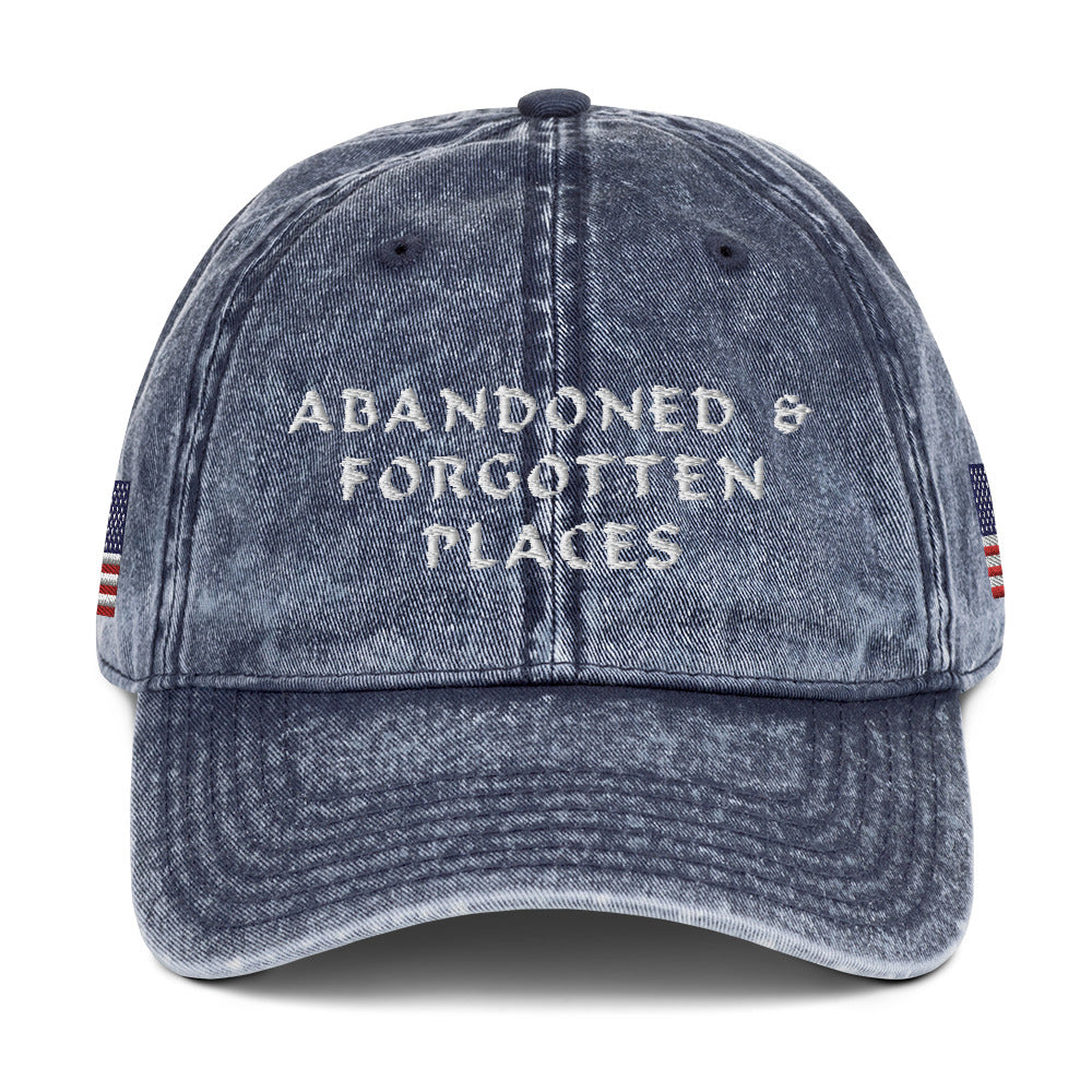 Abandoned & Forgotten Places (vintage cotton twill), USA Traditional Baseball Cap (white embroidered)